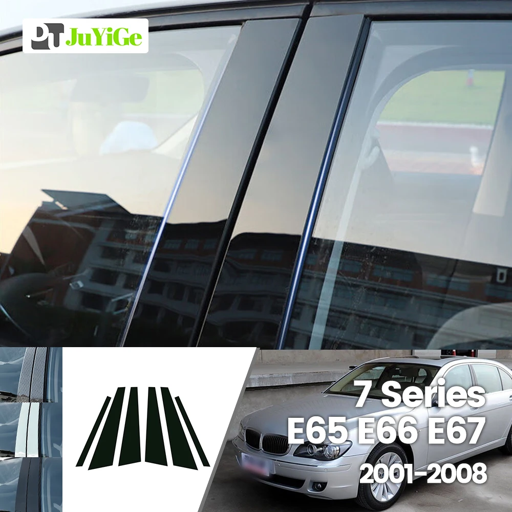 

For BMW 7 Series E65 E66 E67 2001-2008 2002 Bright Black Carbon Fibre Window Door B C Sticker