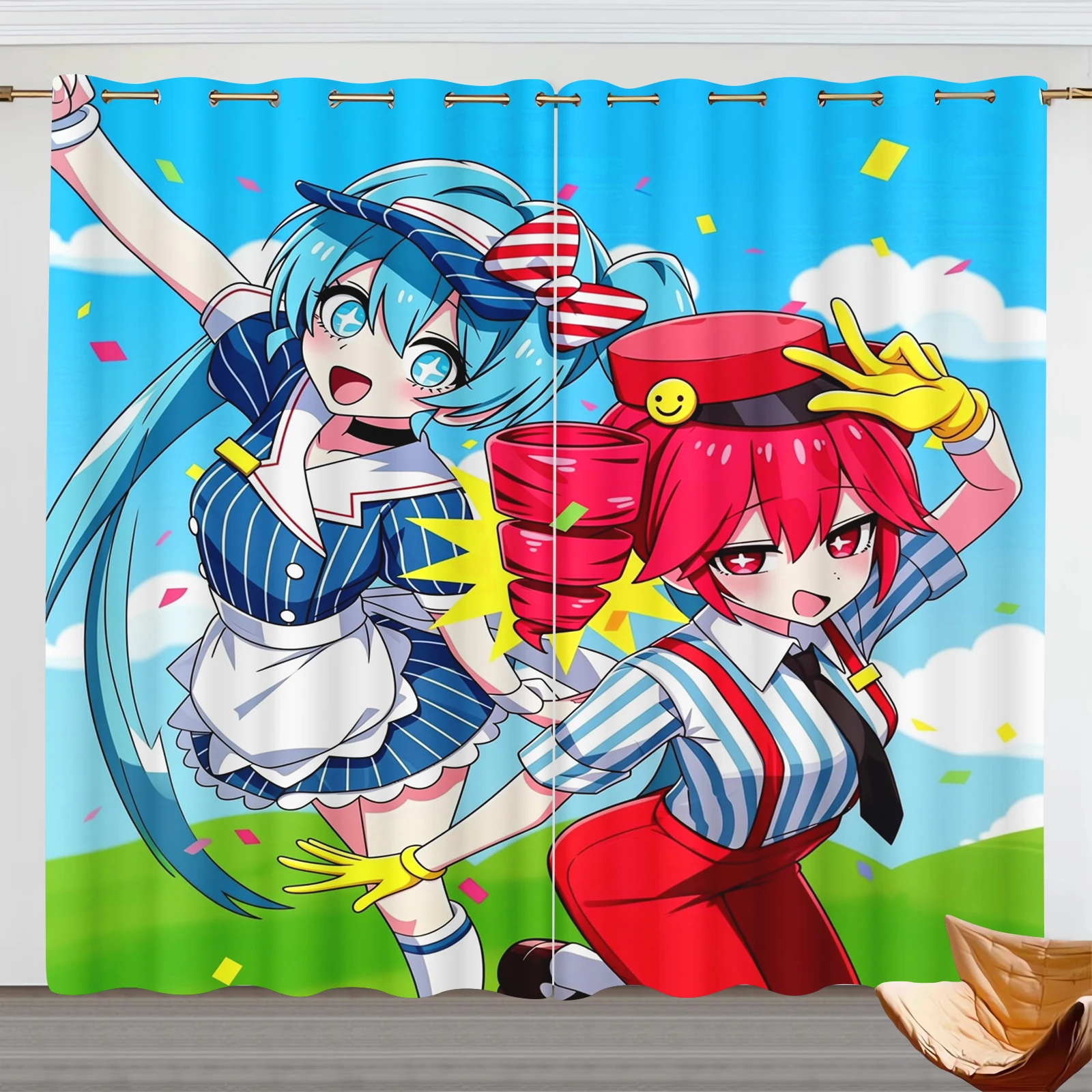 Cartoon Curtain Children 3D Print Star Kasane Teto Bedroom Living Room Window Blackout Partition Style Home Decoration