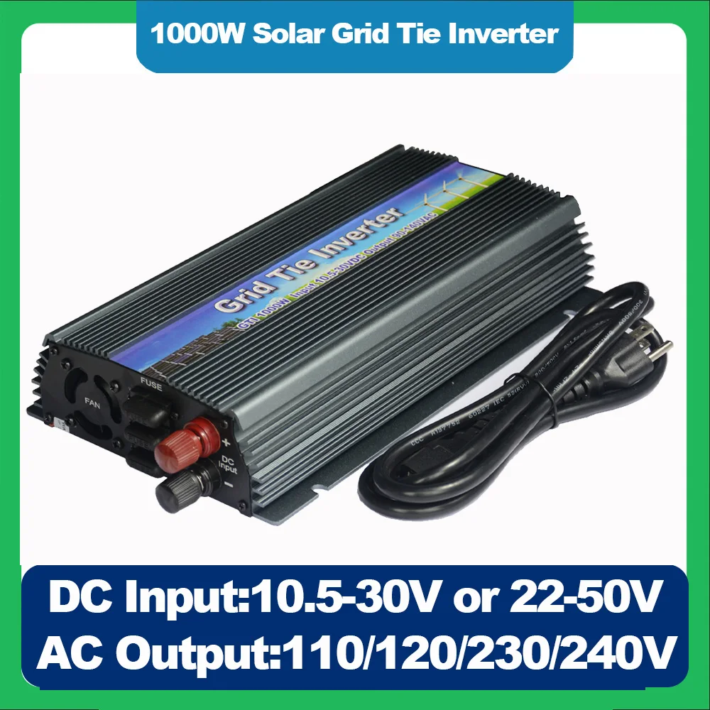 1000W Solar Grid Tie Inverter DC Input 10.5-30V Or 22-50V AC Output 90V-140V or 180V-260V