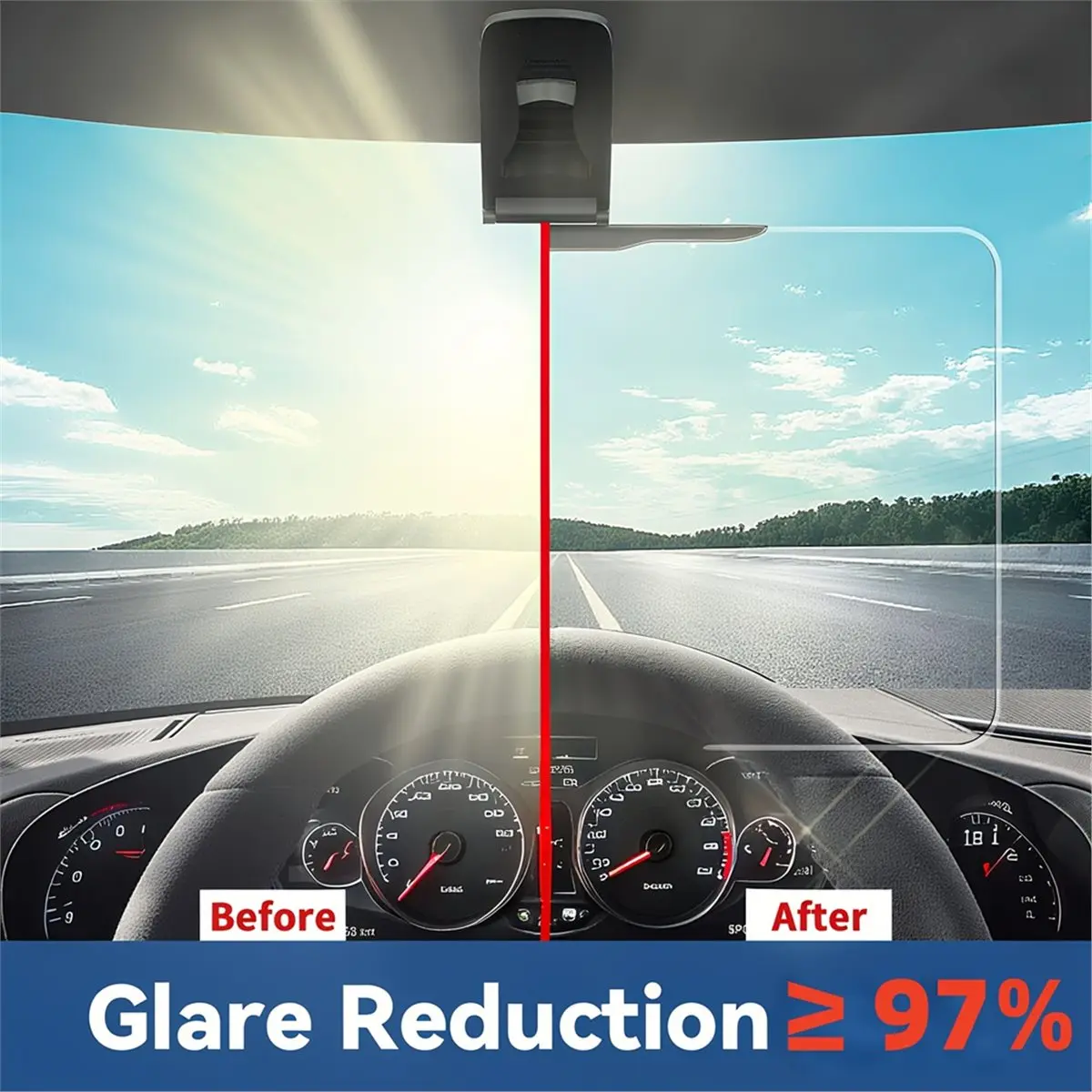 ~！【Best Seller】Polarized Large Sun Visor Extender - Block UV Protection, Fit for SUVs, Trucks, , Sun Visor for Car135x160mm