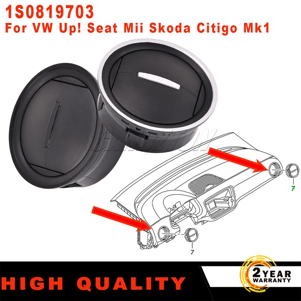 New Front Dashboard Air Vent AC Grille Diffuser Surround Black/Silver 1S0819703 For VW Up! Seat Mii Skoda Citigo Car Accessories