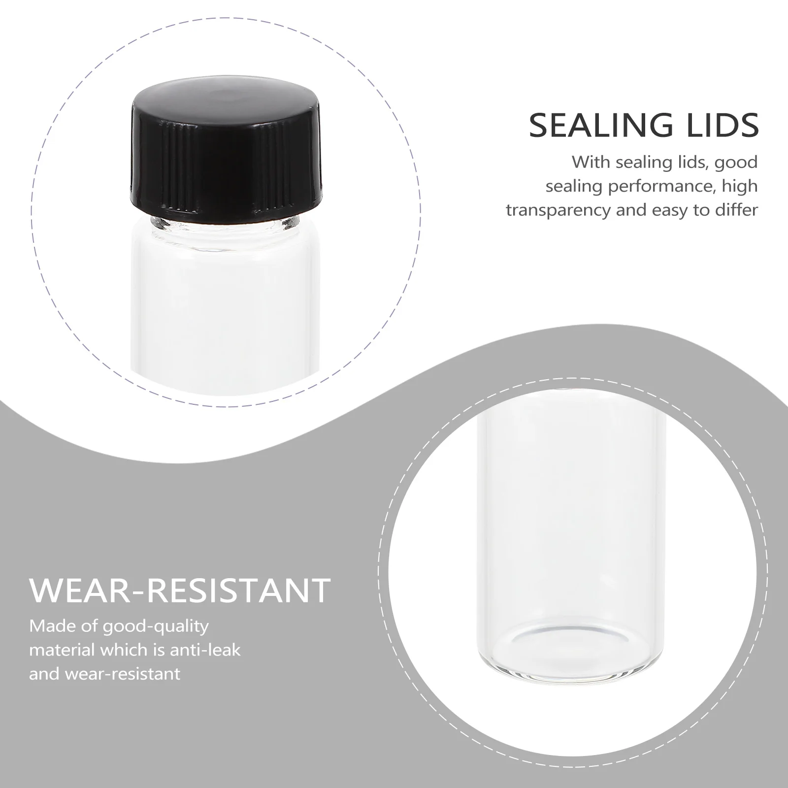 

25Pcs Glass Sample Bottles Refillable Small Transparent Vials Leakproof Lid for Essential Oils Makeup Lotion Travel Organizer