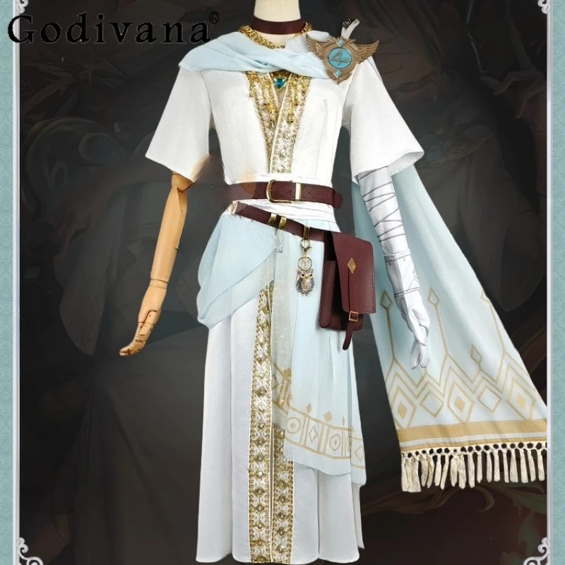 Feminino cosplay jogo conjunto identidade v traje branco lindo elegante ternos feminino uniforme de combate halloween role play roupas