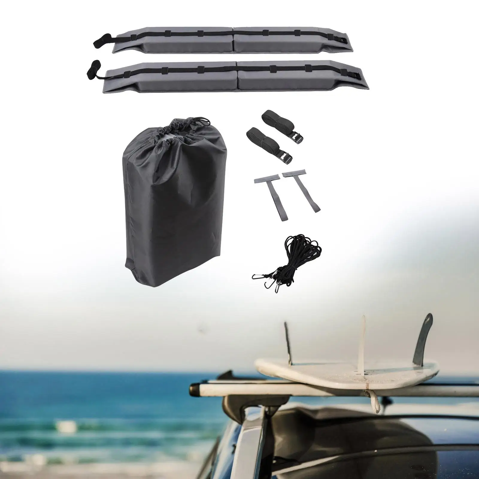 Universal Soft Roof Rack Pads Luggage Carrier System for Kayak Surfboard SUP Accessory Easily Install Durable Materials Folding