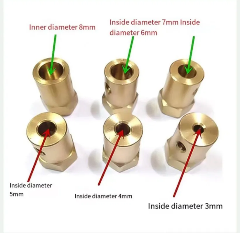 Model Car Accessories Brass hexagonal coupling Car tire connector Axle 3mm 4mm 5mm 6mm 7mm 8mm Adapter Toys Parts