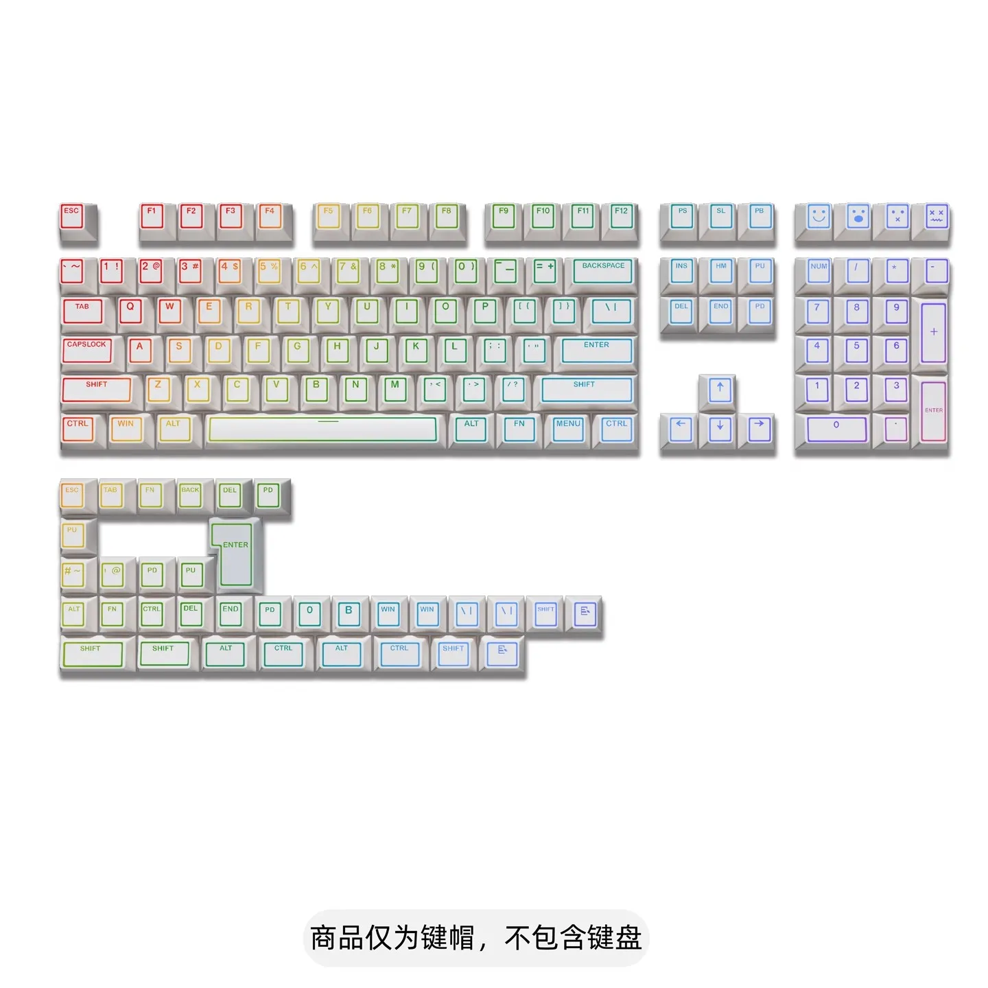 

142 keys pervious to light Keycaps PBT Dye Subbed Key Caps Cherry Profile Keycap With 2.25U 2.75U 3U 7U Spacebar ISO Enter