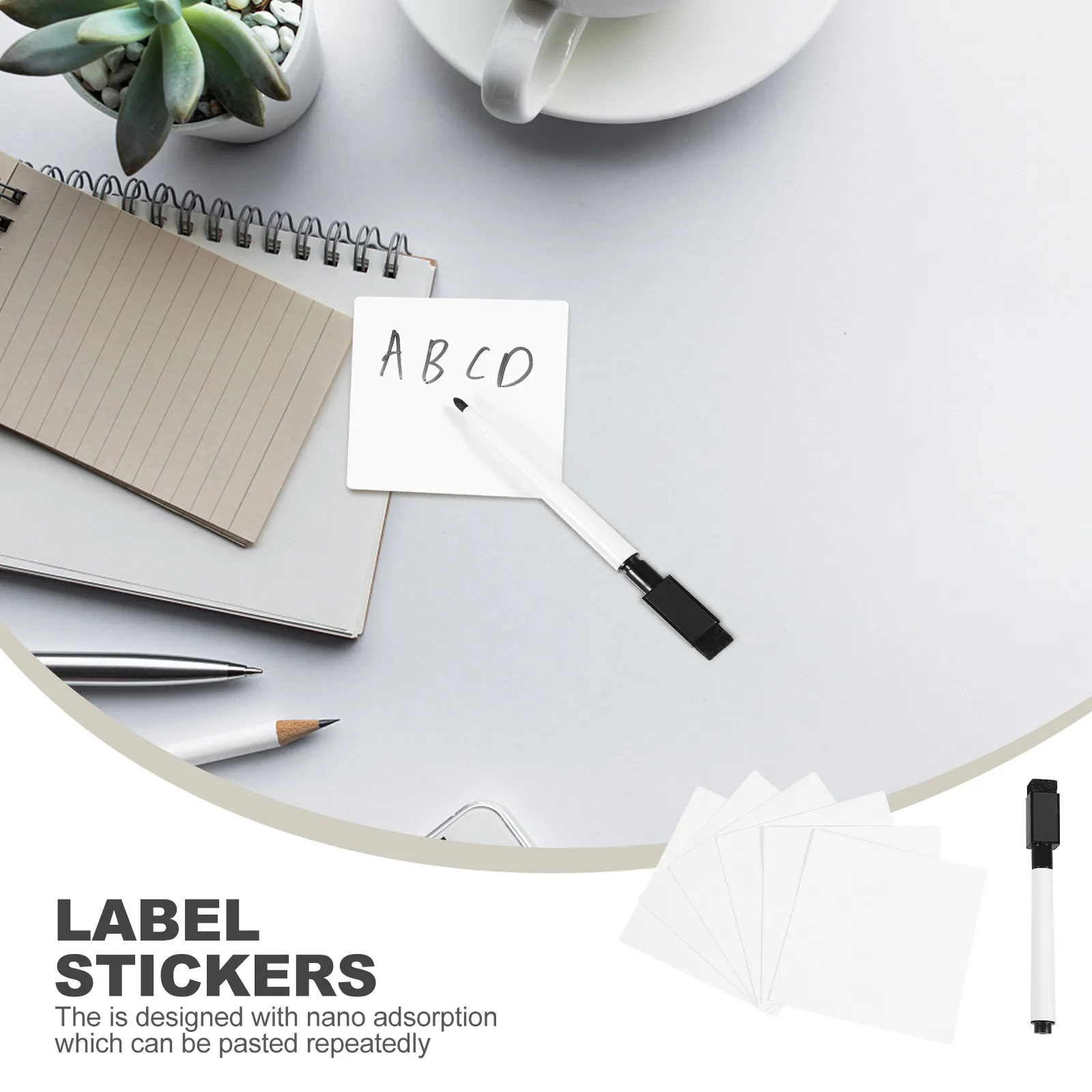 Water Washable Reusable Memo Stickers – Portable Notes Pad Set for Students Teachers Professionals