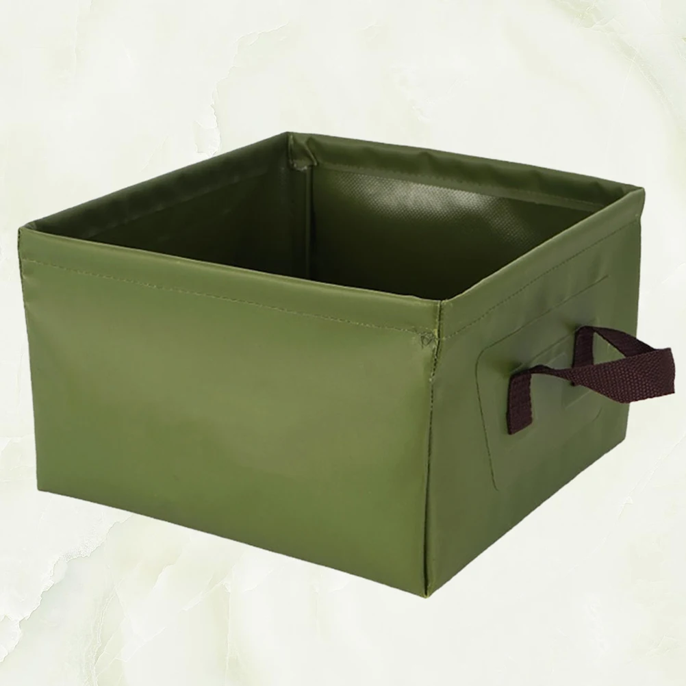 1 pz secchio d'acqua pieghevole portatile secchio da pesca quadrato esterno verde militare campeggio alpinismo contenitore da viaggio