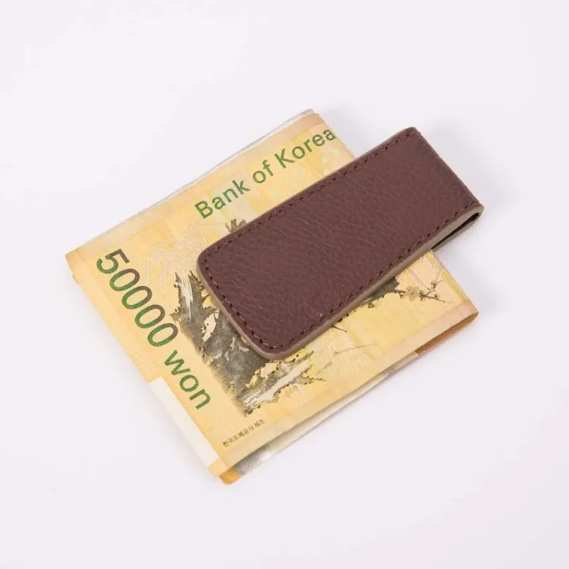 QOONG 2023 New Arrival Men’s Leather Strong Magnetic Slim Money Clip Wallet Credit Card ID Holder Pocket Clamp ML1-002