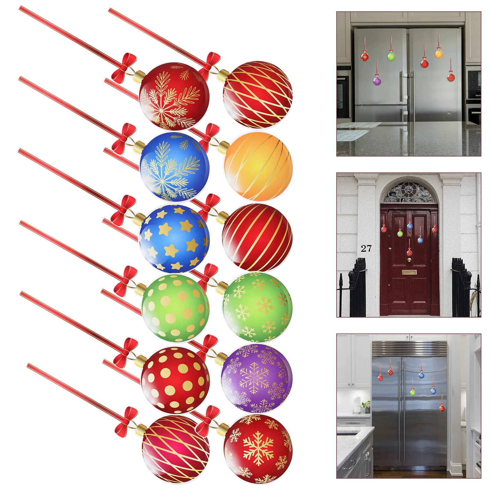 

12Pcs Christmas Magnet Refrigerator Fridge Magnets Holiday Themed Decor Smooth Surface Lightweight Creative Design