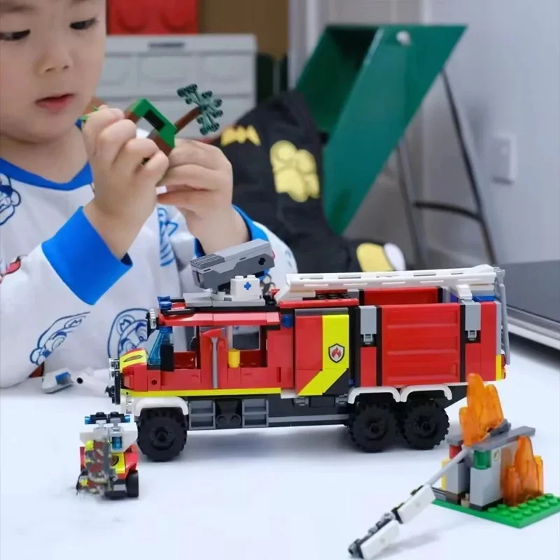 

Third Party Compatible MOC Sets City Series Building Blocks Fire Rescue Truck Car Firefighting Drone Children's Brick Toys Gift