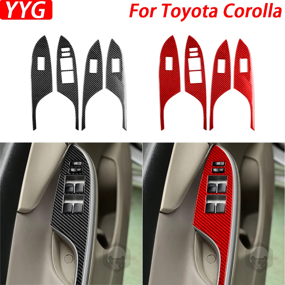 

For Toyota Corolla 2007-2013 Carbon Fiber Window Lift Control Panel Decorative Cover Car Interior Decoration Accessories Sticker