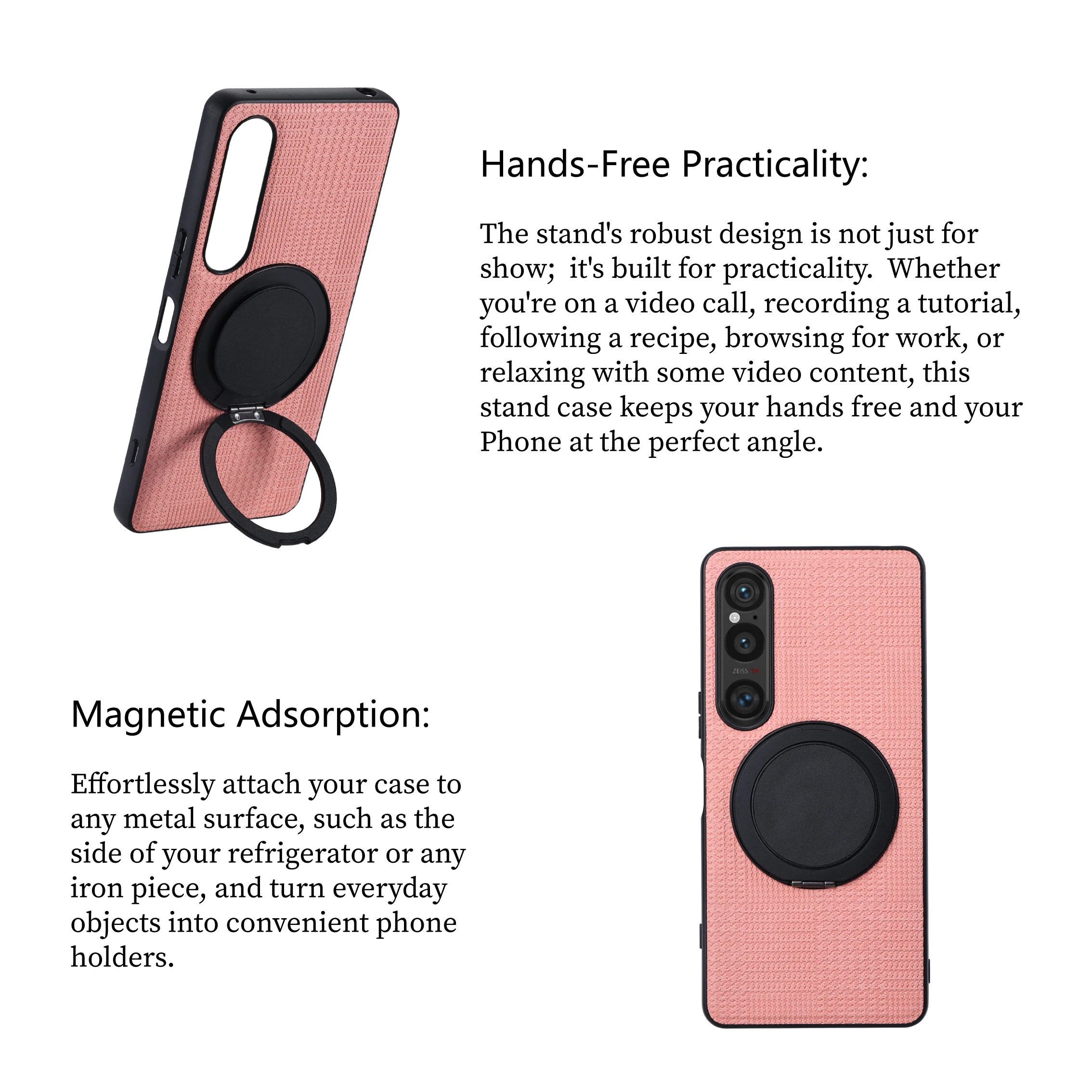 

Magnetic Ring Stand Phone Case for Sony Xperia 1/10/VI/1/5/10/V/IV - Kickstand & Ring Holder MagSafe Case with Damping Rotation