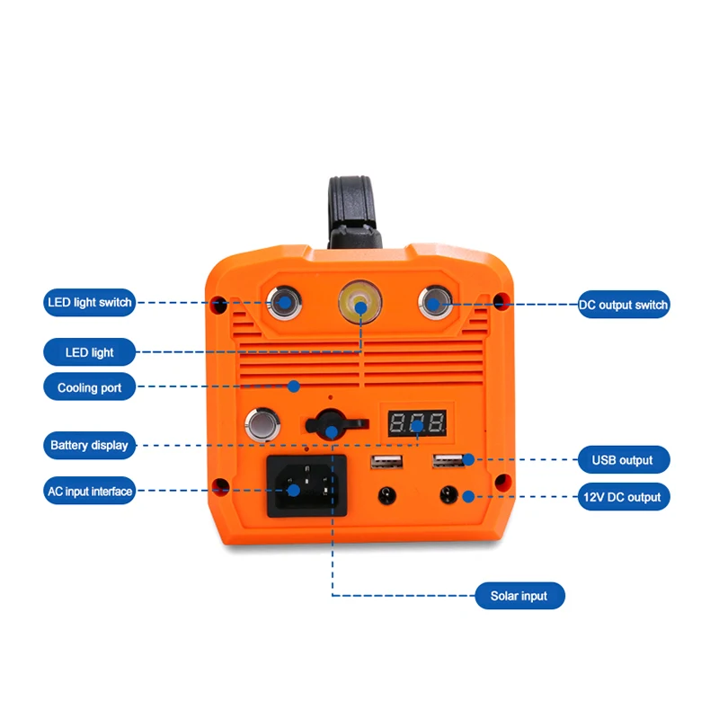 Li-Polymer Battery 100-240V AC 19V Solar Wind Energy DC Input 300Wh 60Ah Waterproof Portable Power Bank 300W Output