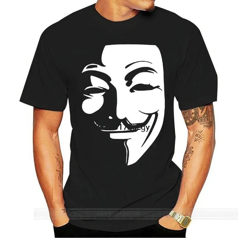 V for Vendetta T-Shirt Anonymous Guy Fawkes Mask Men  Cotton T Shirts O Neck Short Sleeve Vintage Tops Male Tees Tshirts