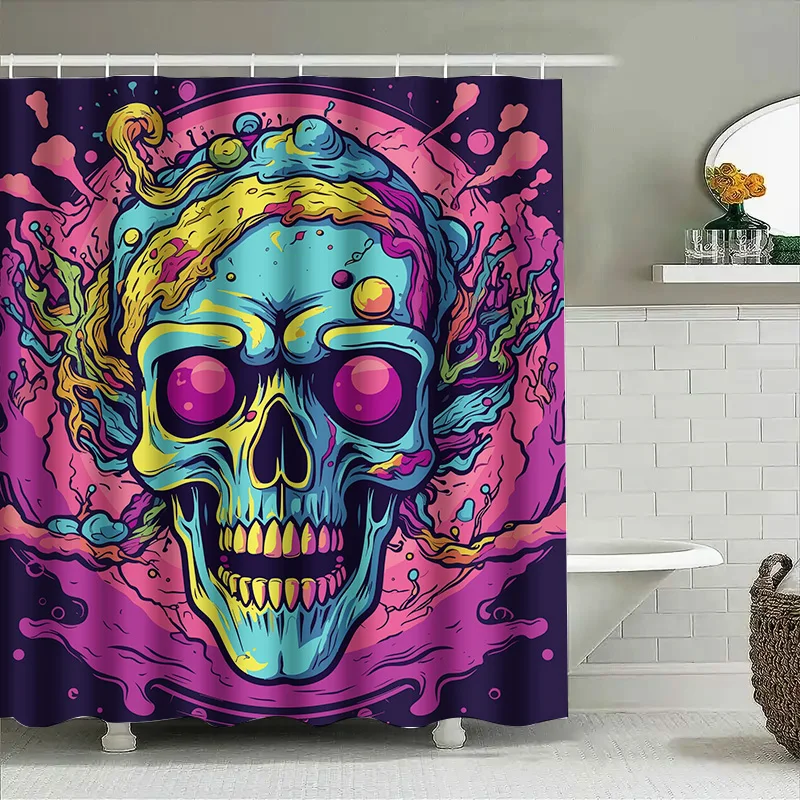 

Tuniu Psychedelic Skull Shower Curtain Colorful Art Room Decor Unique Bathroom Decor Cool Wall Art