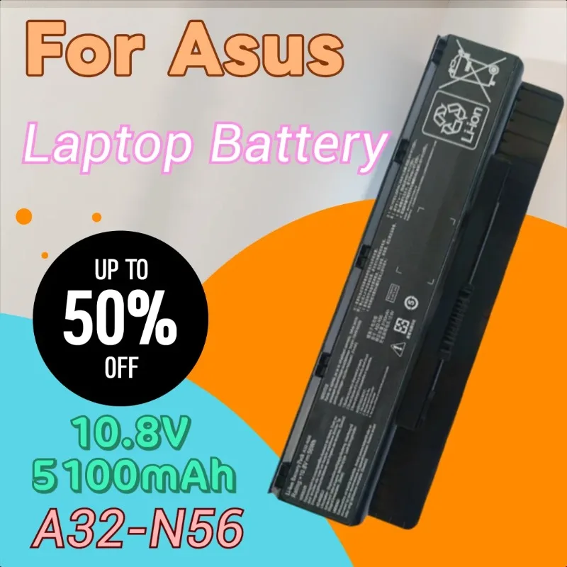 

New A32-N56 Laptop Battery 10.8V 5100mAh for Asus A32-N56 A33-N56 F45A R503C R500N R500VD B53V B53A F55 F45U Series