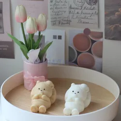3D Bear Cupcake Soap Molds Silicone DIY Cartoon Bear Candle Molds for Candle Making Aroma Wax Handmade Soap Epoxy Resin Moulds