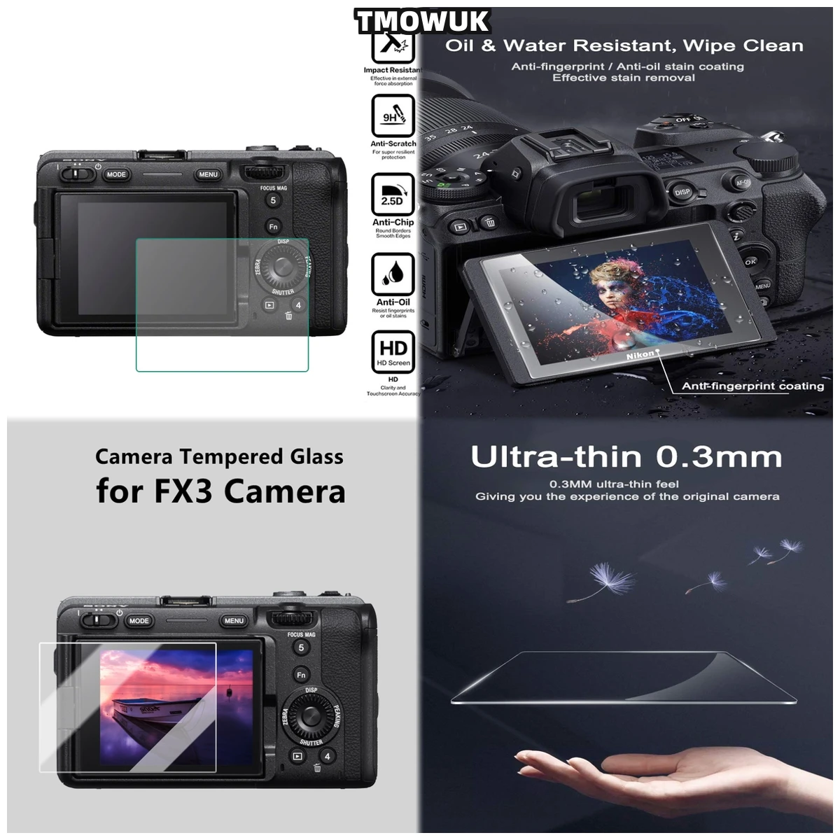 

For A7S3 A7R3 A7RM3 A7RMII A7MII A7MIII A7C, Oil-Repellent Coating, 9H Toughened Glass Screen Cover.