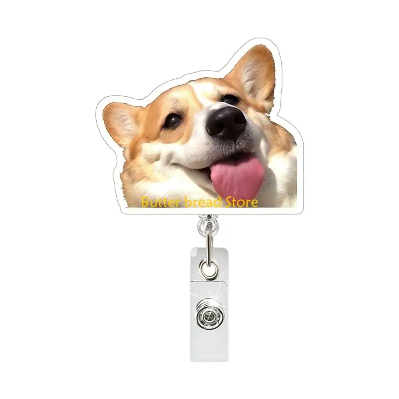 W89C Retractable Name Card Holder Artistic Fashion Pattern for School Office Supply