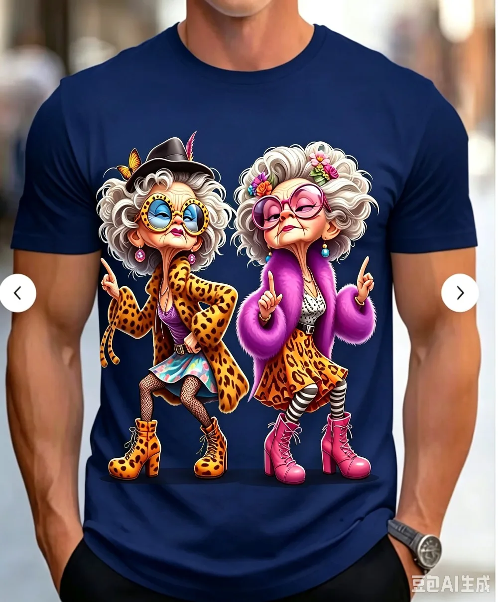 Fun Hip Hop Dance Granny Cartoon 3DPrint Quick-Drying Breathable Street Fashion Adult Children Large-Sized Short-Sleeved T-Shirt