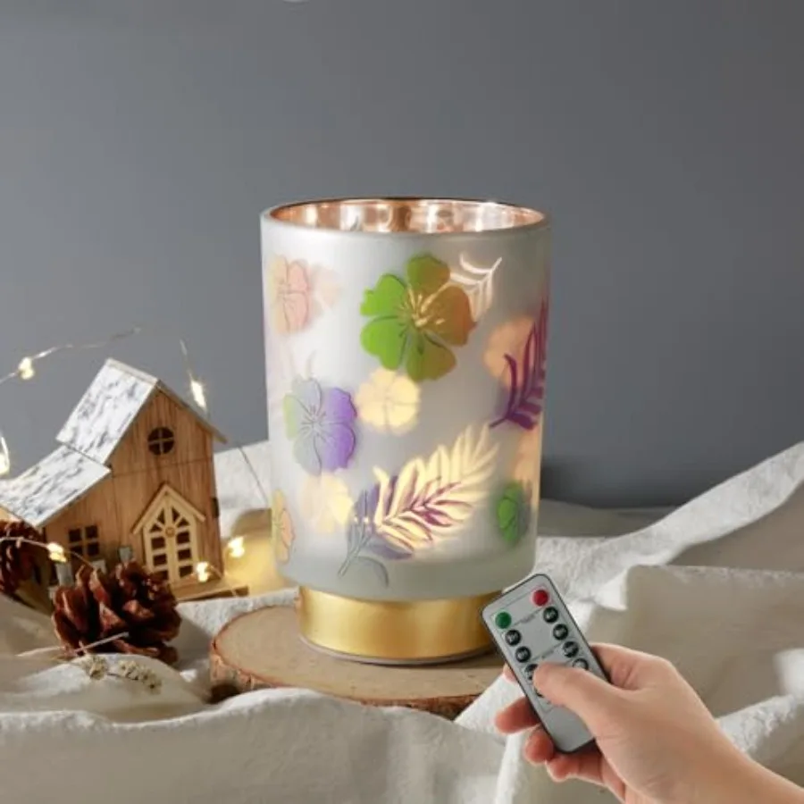 Battery Operated Table Lamp, Glass Lamp with Remote Timer, Cordless Lamp for Bedroom Living Room Kitchen