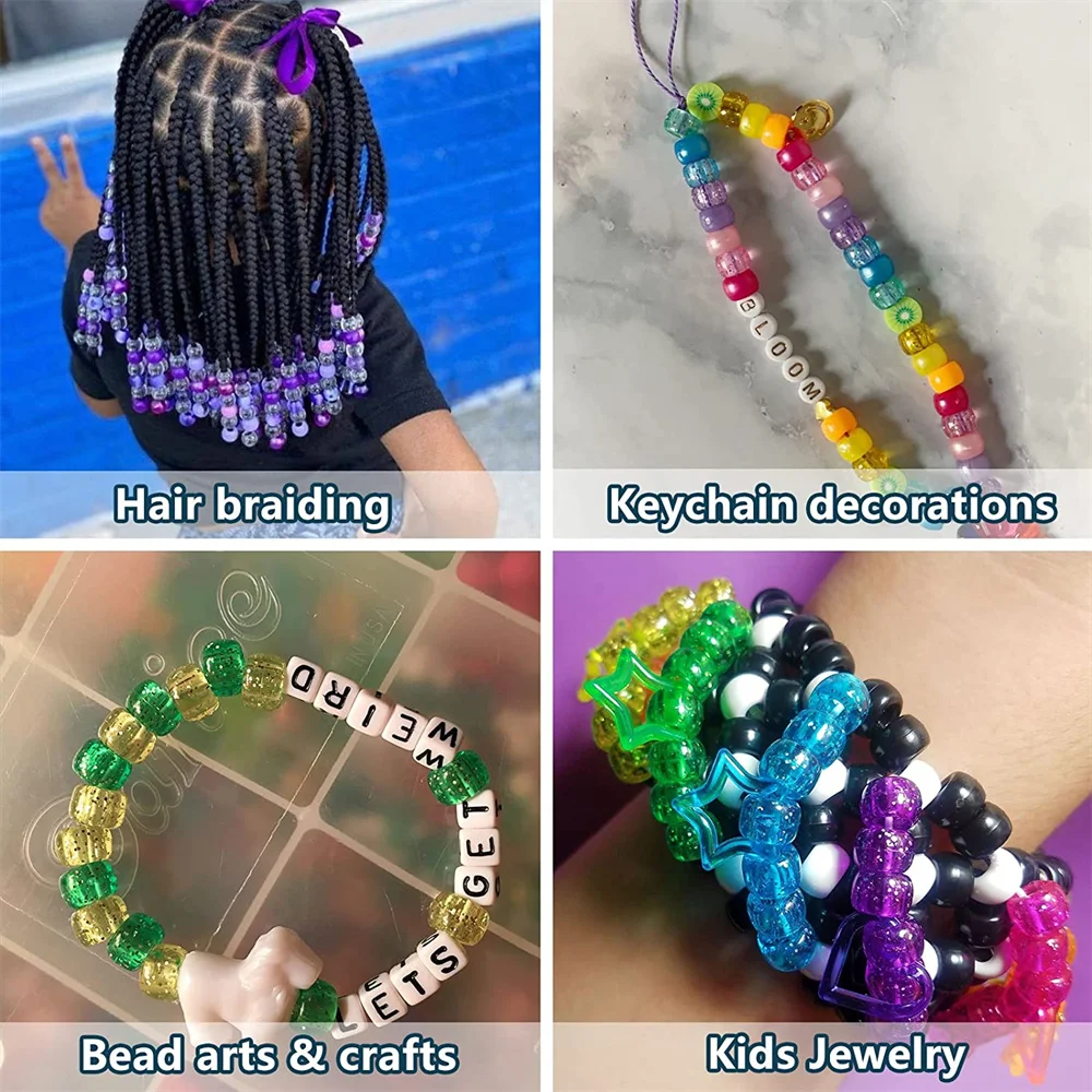 Summer Colorful Pony Beads HandCrafts Big Hole Beads For Kids DIY Bracelet Necklace Making Fashion Hair Beads Accessories - view 3