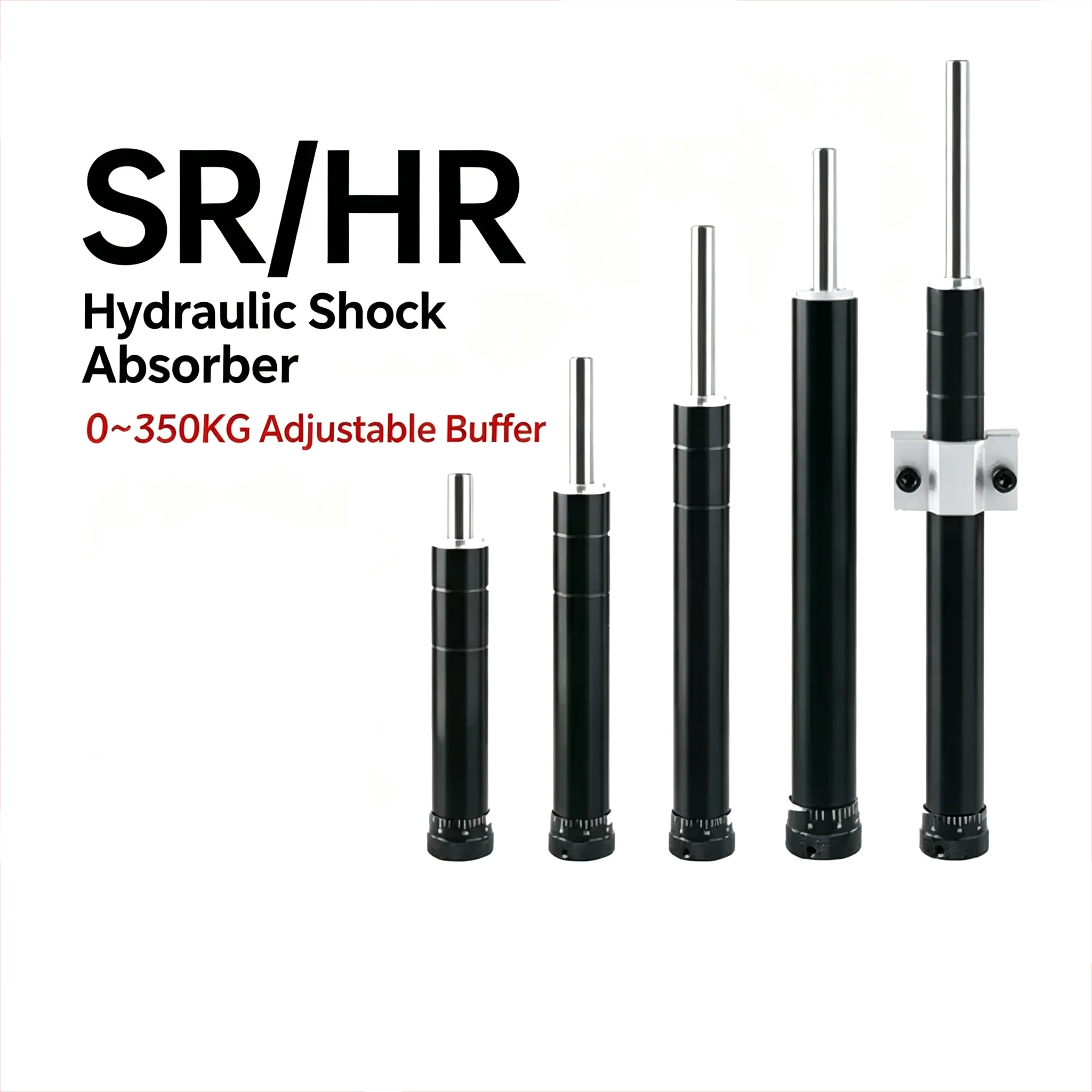 HR15/30/60/80/100 Pneumatic Hydraulic Shock Absorber Load 150/300/350KG Adjustable Hydraulic Oil Buffer Stabilizer Damper