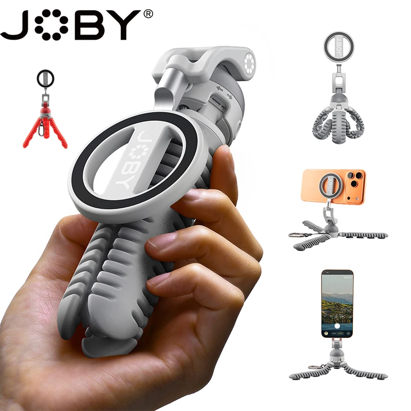 JOBY PZ01 Flexibles Handy-Stativ aus Aluminiumlegierung mit Magsafe-Adapterring, Magnet-Mini-Oktopus-Stativ für iPhone, Reisen, Vlog, TikTok