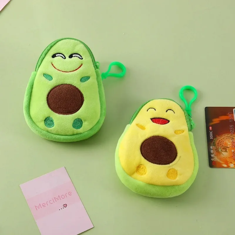 Avocado Plush Wallet Kawaii Cute Key Bag Small Coin Purse Women Girls Mini Handbag image 3