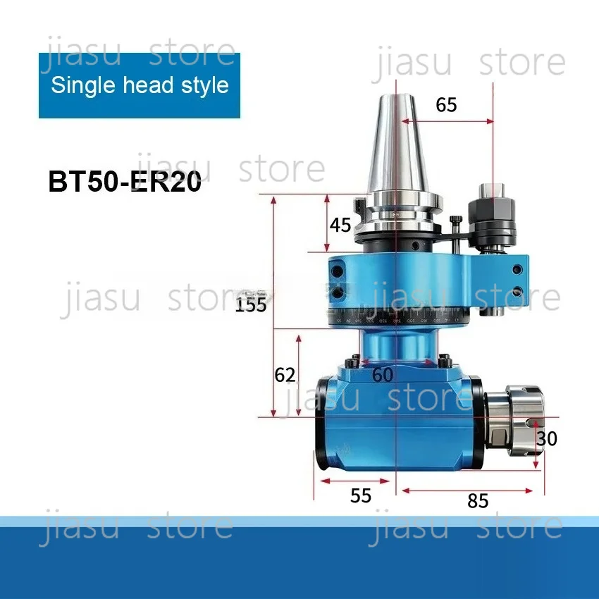 BT40/BT50 Machining Center Side Milling Head Right Angle Milling Head Right Angle Tool Holder ER16/ER20/ER25/ER32/ER40 5000r/min