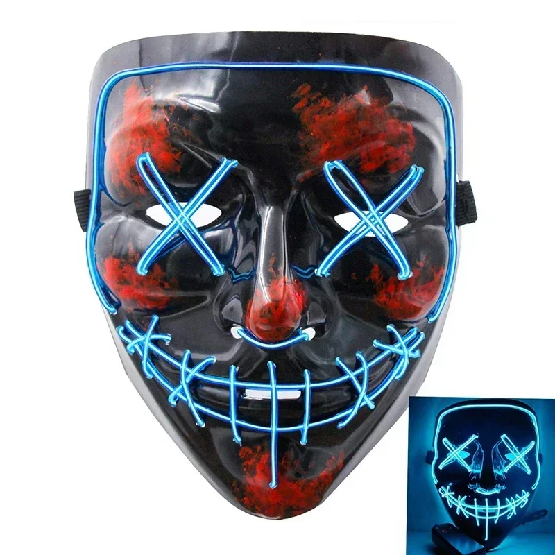 Halloween LED Purge Masks Glow Light Up Funny Mask Election Mascara Costume Festival Cosplay DJ Party Light Up Mask Neon Plastic