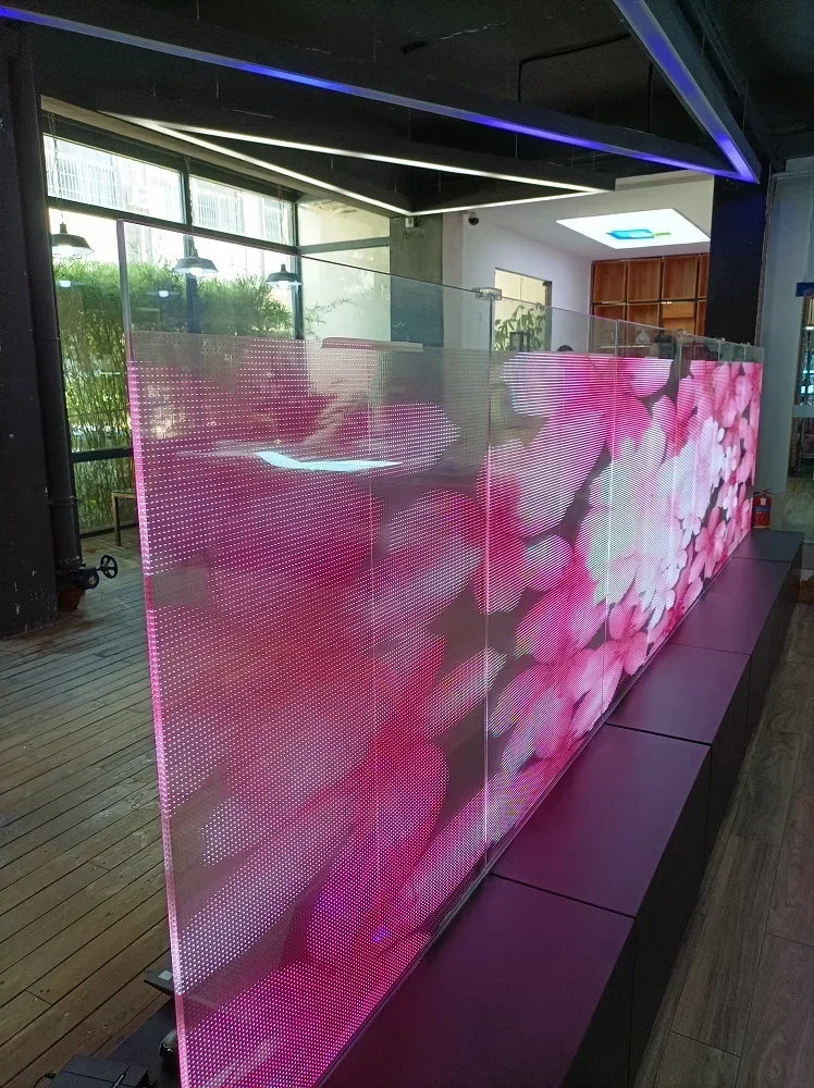 Led Transparent Film Display Screen Shopping Mall Windows Glass Led Flexible Crystal Film Screen Outdoor Indoor Advertise Screen