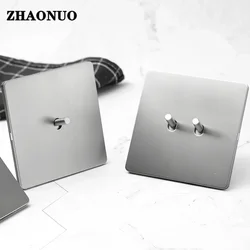 Wall Light Toggle Switch 1-4 Gang 1 Way 2 Way Silver Gray Brushed Stainless Steel Panel USB Outlet Curtain Switch