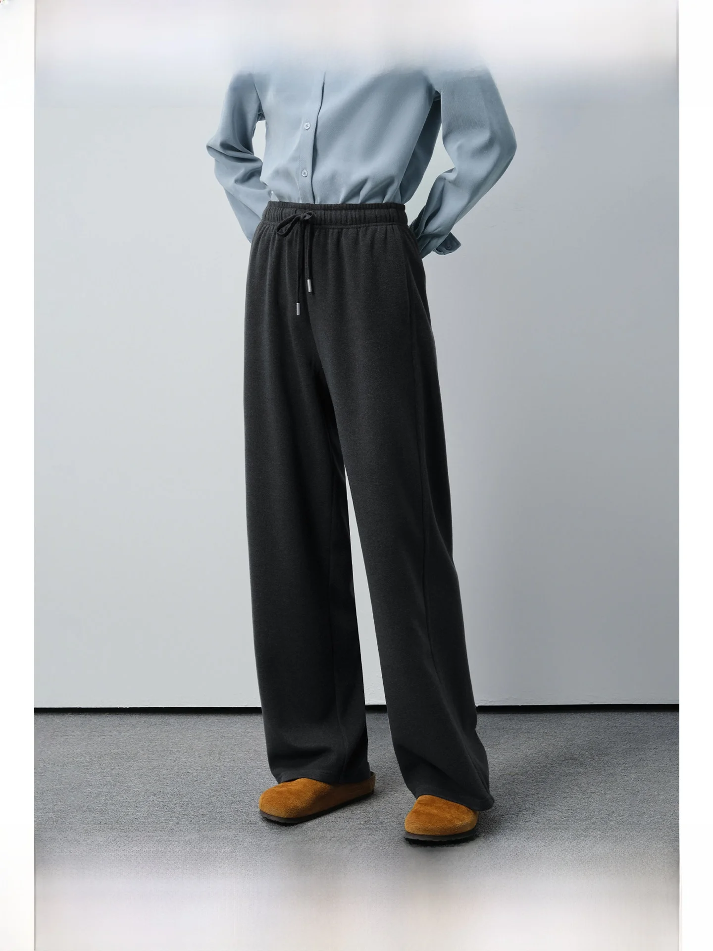 

Warm Ro Camere Woolen Casual Pants Elastic Waist Wide Leg Pants Winter plus Size Women's Clothing Comfortable High Waist ...