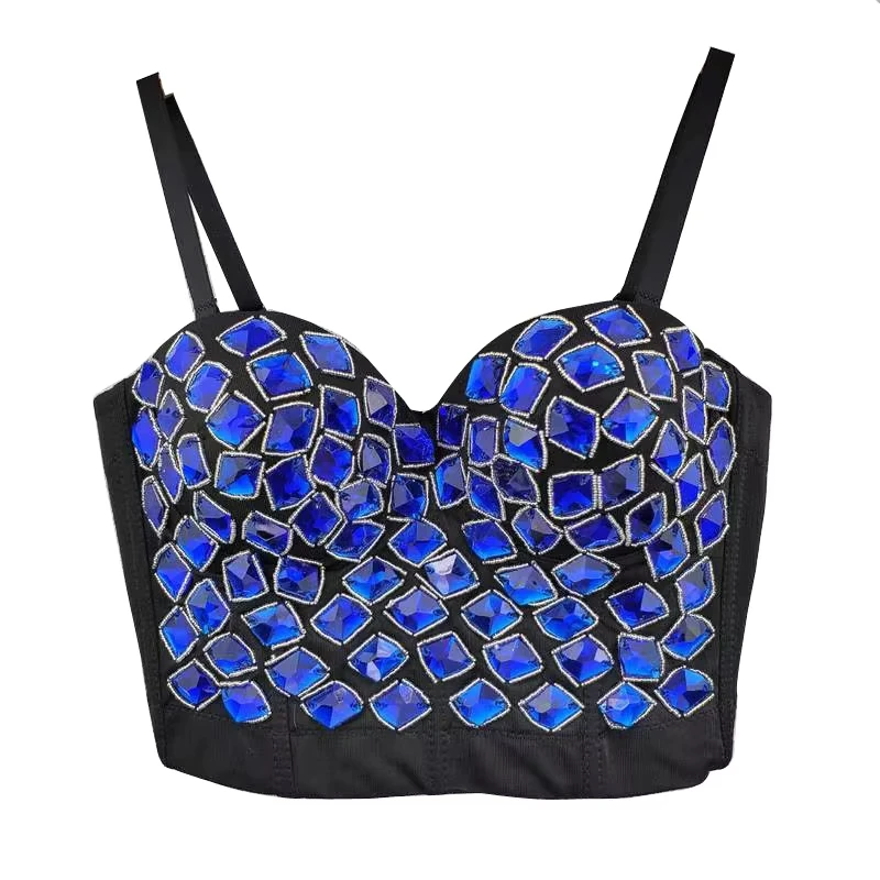 

Acrylic Rice Bead Shaping Camisole Vacation Rave Luminous Corset Music Festival Outer Wear Sexy Corset Tank Top