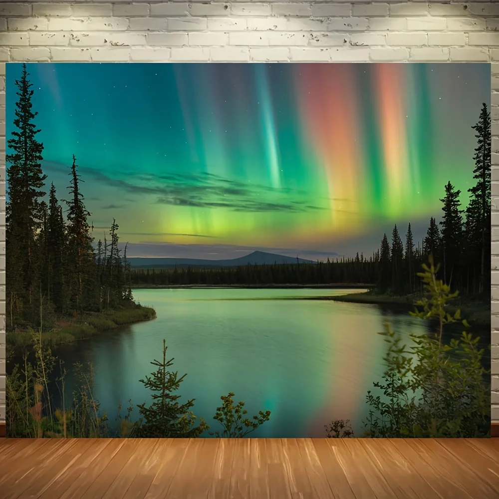 نسيج حائط ساحر من الأضواء الشمالية لديكور المنزل الصادق، يتميز بشاشة عرض يفتن لـ Aurora Borealis