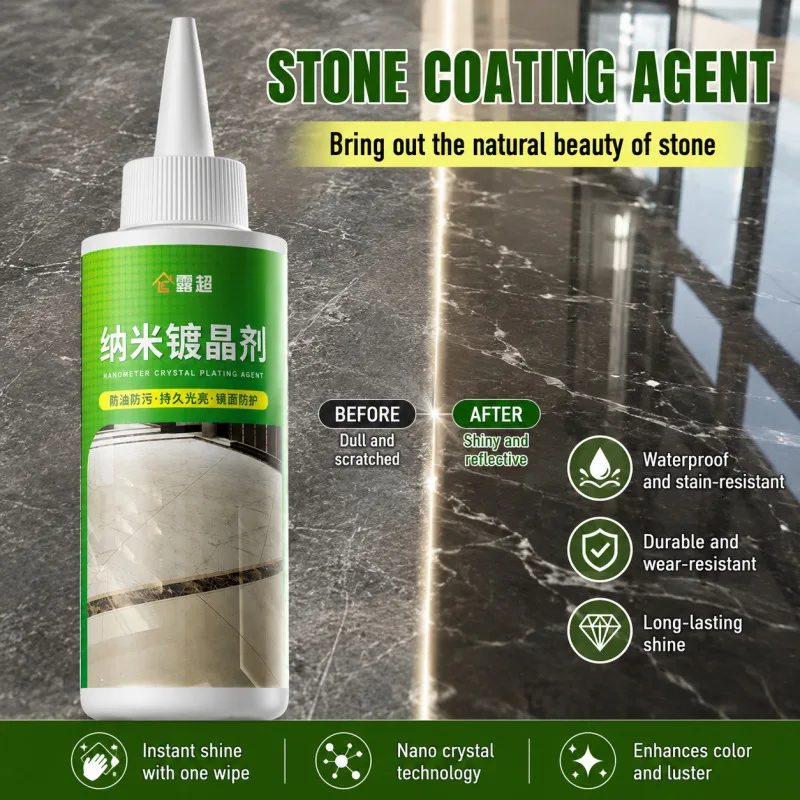 2/4/6pcs Stone Coating Agent Marble Countertop Renovation Agent Tile Brightening Polisher for Kitchen, Bathroom and Coffee Table