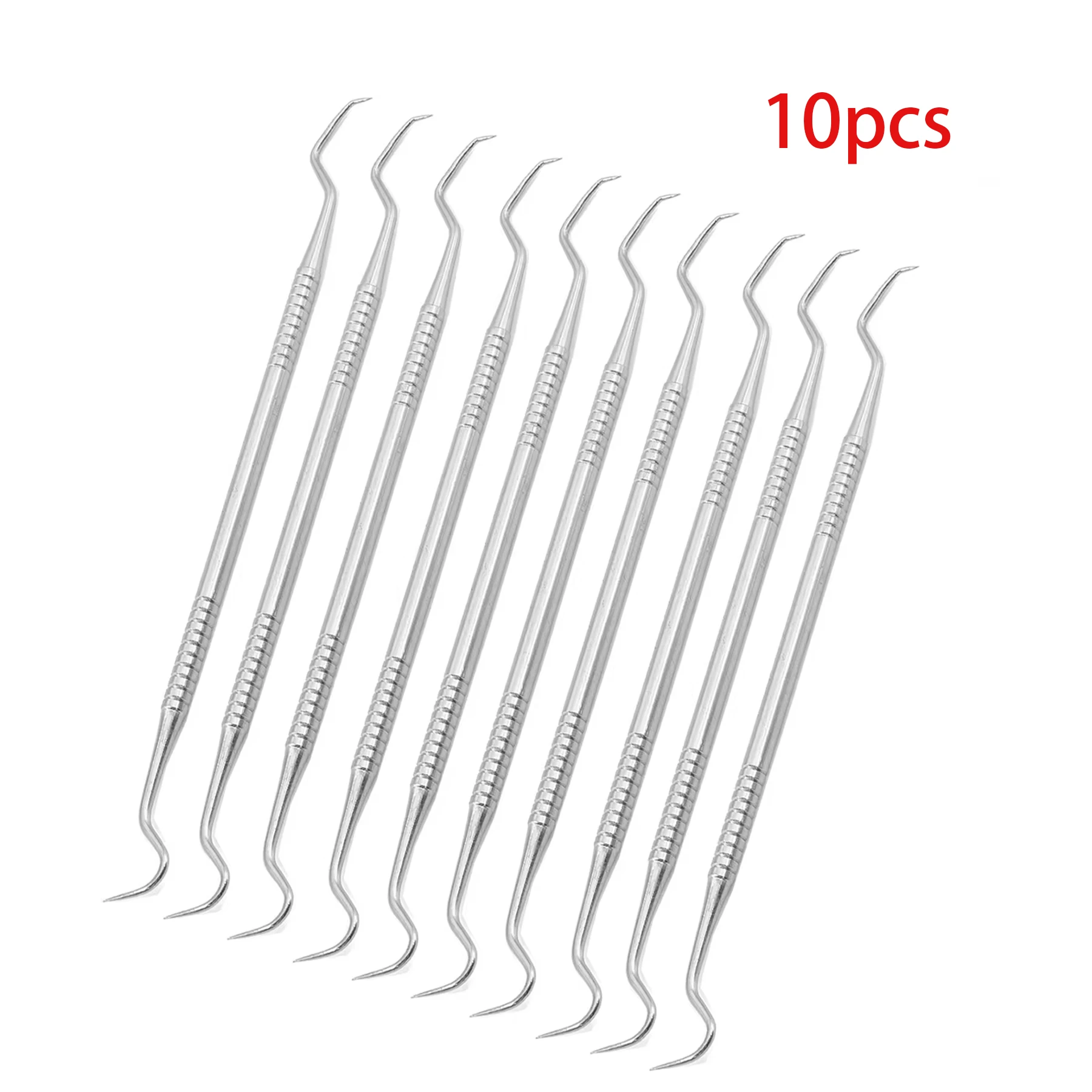 10PCS Stainless Steel Double Head Dental Tool Dentist Teeth Clean Hygiene Explorer Probe Hook Pick Dentists Instruments