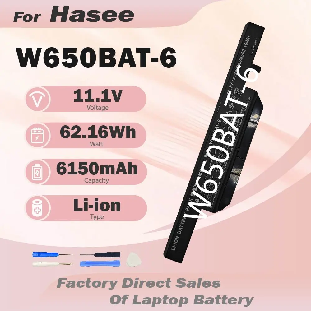 

W650BAT-6 W650bat 6 Laptop battery for Hasee K610C K650D K570N K710C K590C K750D series Clevo W650S K590C-I3 K610C-I5 K570N-I3 K