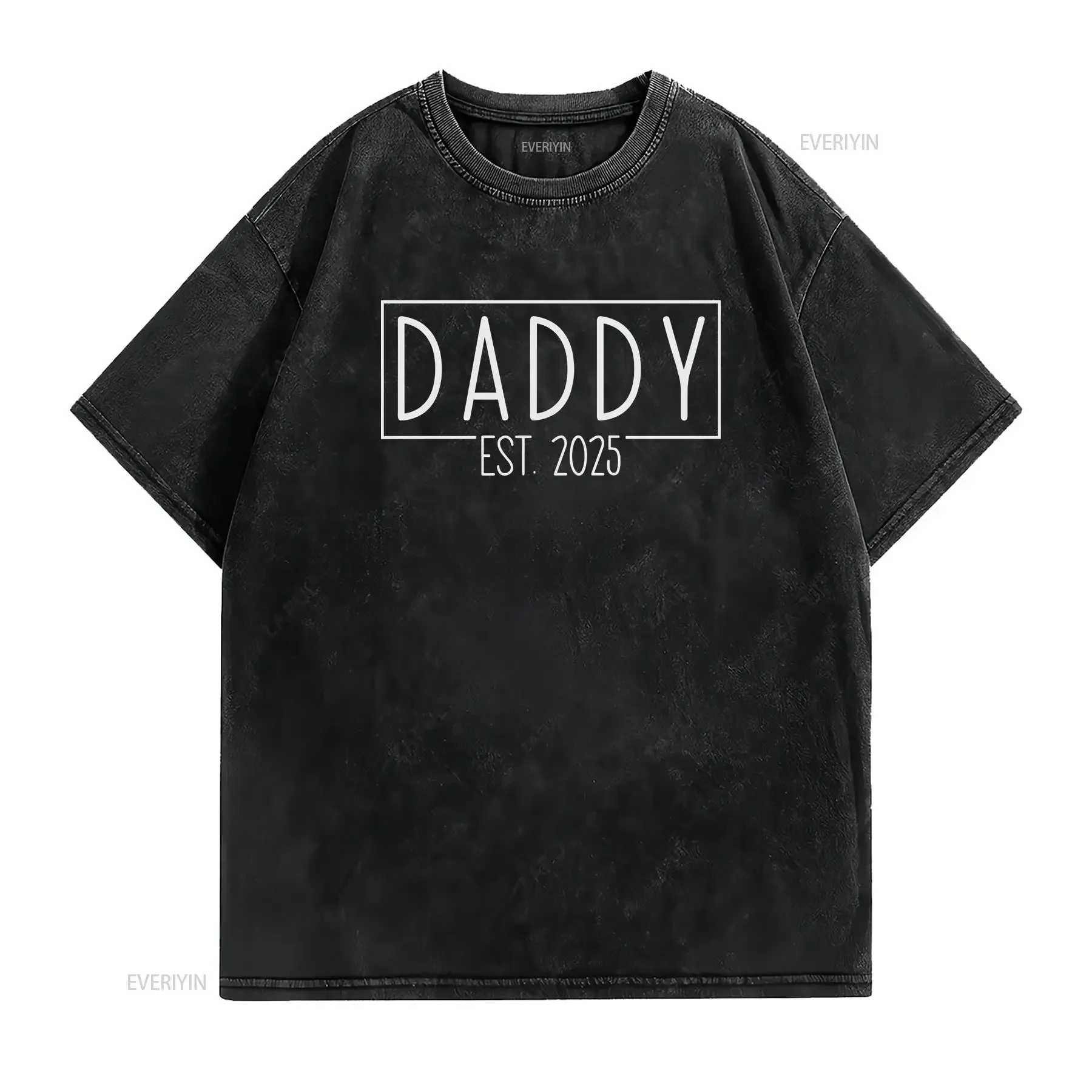 Daddy Est 2025 T Shirt Expecting Dad Funny Saying for Father Idea Premium vintage Washed Breathable Casual Versatile Stretched