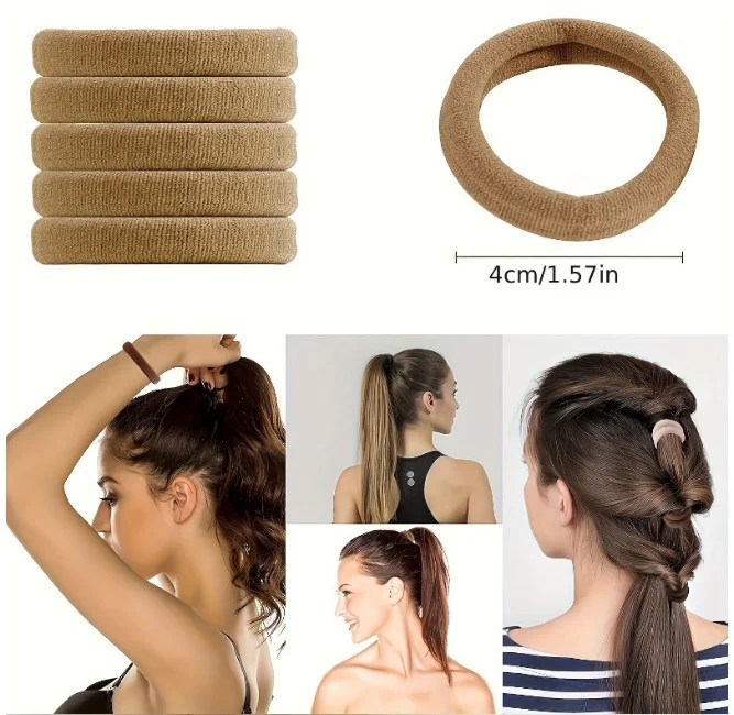 Black 4cm Hair Band with Seamless Design And Towel Loop High-Elasticity Rubber Band for Hair Styling Suitable for Schoolgirls