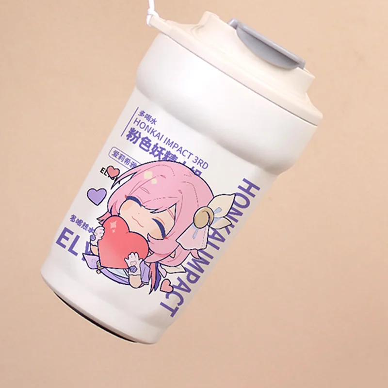 Honkai Impact 3rd Merchandise Water Bottle Elysia Seele Bronya Fan Made Goods Anime Insulated Cup Vacuum Flask Thermos Gift