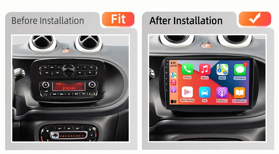 AWESAFE Wireless CarPlay Android Auto Radio für Mercedes Benz Smart 453 Fortwo 2014-2020 Auto Intelligente Systeme RDS GPS FM BT – Detail 2