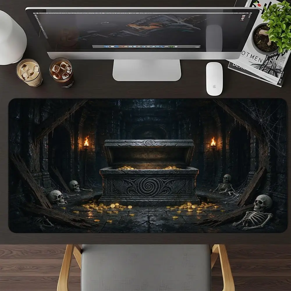 Hidden Treasure Dark Stone Tomb Play Mat Non Slip Rubber Base Large Size Precision Tracking For Adventure Gaming Dorm