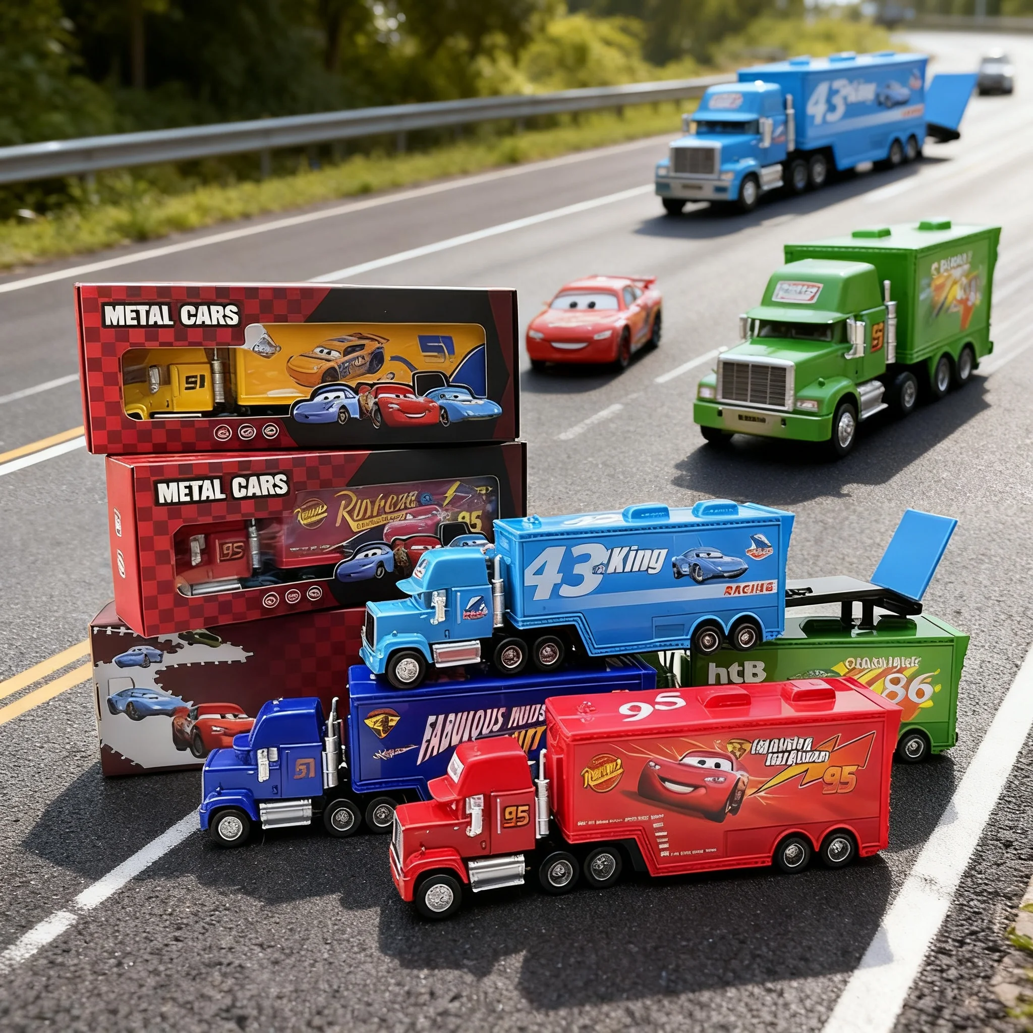 Pixar Cars Truck Series 43 95 86 Mack Hauler Container Box Set Collectible Vehicle Toy for Kids Gift