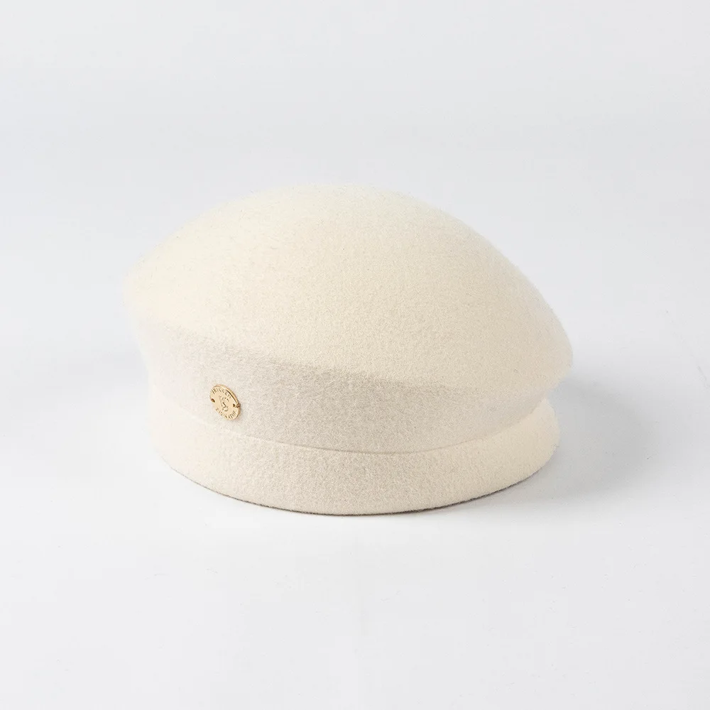 Autumn and Winter New Fashion Casual Wool Felt Beret Hat Flight Attendant Hat Women's Fashion