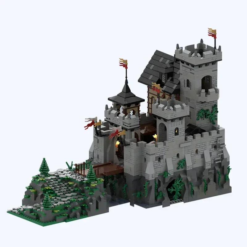 Moc อาคารอิฐทหาร Fortress รุ่นขนาดใหญ่สีเทาปราสาทเทคโนโลยี Modular Blocks ของขวัญของเล่นคริสต์มาส DIY ชุดประกอบ
