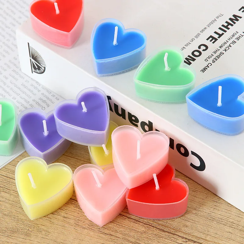 9Pcs Wedding Heart-Shaped Romantic Confession Candle Net Red Birthday Proposal Scene Layout Love Smoke-Free Candle