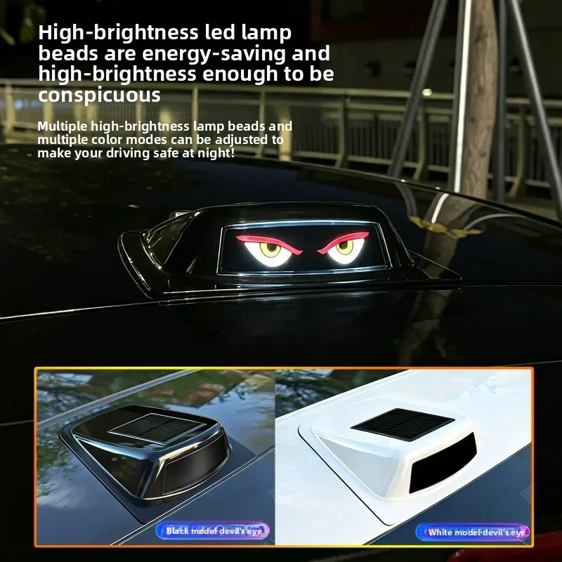 Car Solar LED Demon Eye Laser Light Radar Housing, Modified Vent Protection Cover for Headlight Decoration